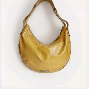 Cole Haan Hobo Patent Leather Large Yellow‎ Leather Hobo Shoulder Handbag Y2K